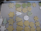 One of many trays full of cookies in various shapes and sizes. I did a variety of decorating combinations so we could pick and choose exactly what we liked and wanted to use.
