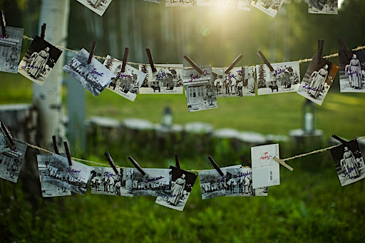Vintage images of Aspen served as escort cards.