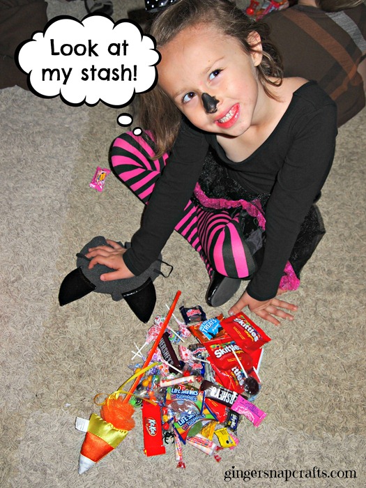 counting the candy on Halloween