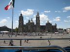 Another view of the Cathedral, one of the largest in the Western Hemisphere, along with a crowd milling about the Zocalo