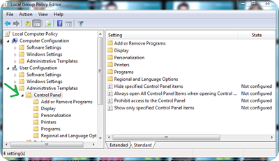 Menonaktifkan Akses ke Control Panel Menonaktifkan Akses ke Control Panel