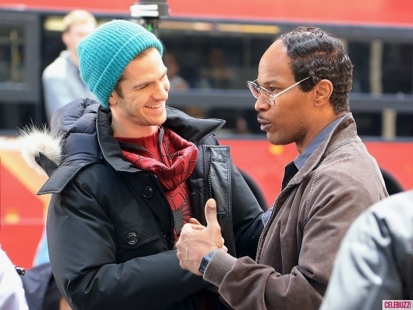 Peter Parker és Max Dillon találkozik A csodálatos pókember 2 forgatásán 06