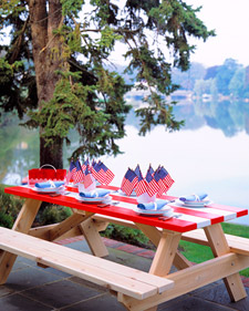 Striped Picnic Table
