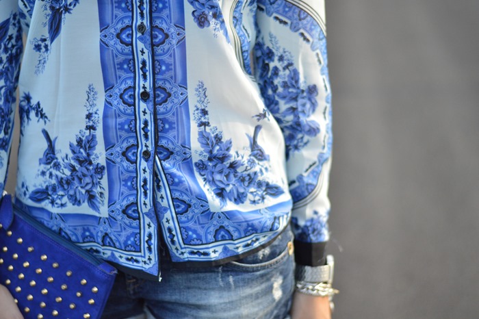 Sheinside, Sheinside shirt, Polcelain print, polcelain print blouse