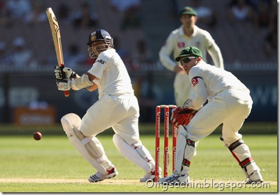 Sachin Tendulkar of India bats during day two of the First Test match between Australia and India at the
