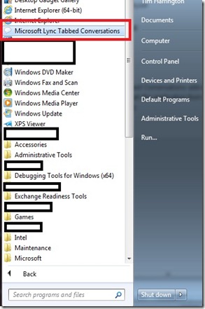 lync add-in - tabbed- start