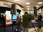 Members of the media try out the 3D Active Shutter glasses at Panasonic's 3D event at Best Buy's NYC Union Square location on March 10, 2010.