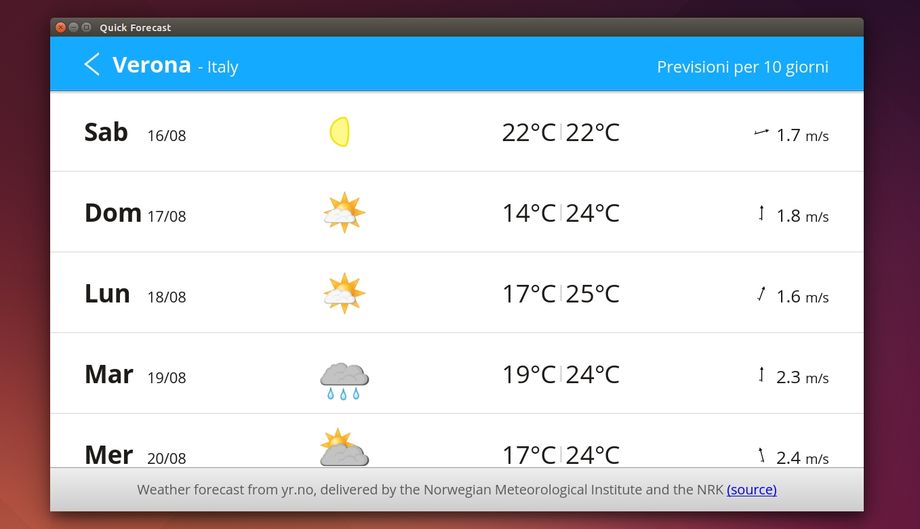 QuickForecast Weather-App in Ubuntu