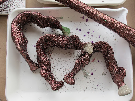 A tray of glittered jawbones.