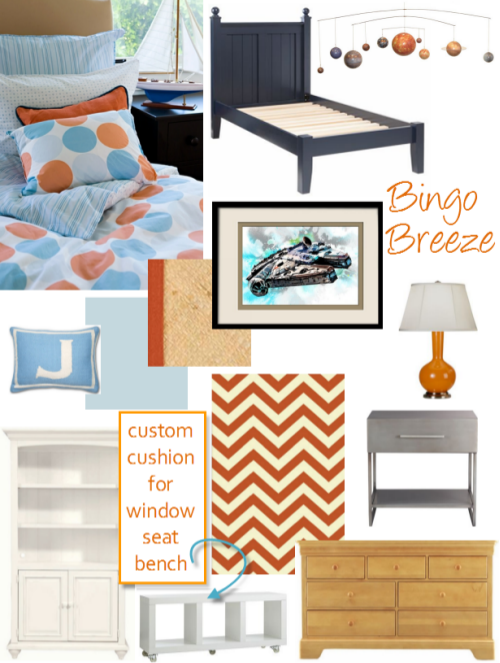 orange blue boys bedroom design