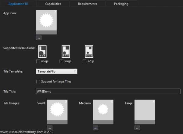 Application UI changes in WMAppManifest.xml