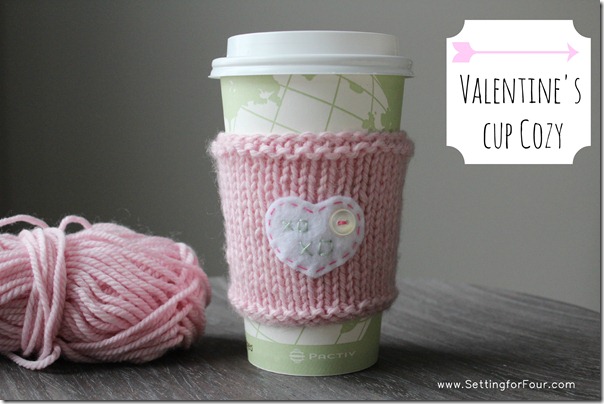 Cup Cozy for Valentine's Day from Setting for Four #diy #knitting #cup #cozy