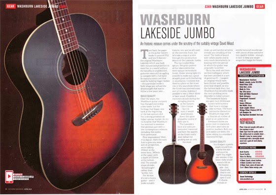 Acoustic magazine review 'remarkable' Washburn Lakeside Jumbo