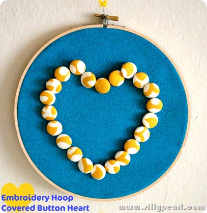 Embroidery Hoop Covered Button Heart