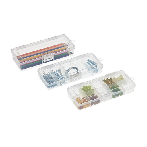 These containers can be used for anything, but are perfect for storing small tool bits. You can buy one of these small containers and fill the compartments with nails, tacks and screws from your own toll kit. (containerstore.com)