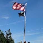 showing muscle with the USA flag in Niagara Falls, New York, United States