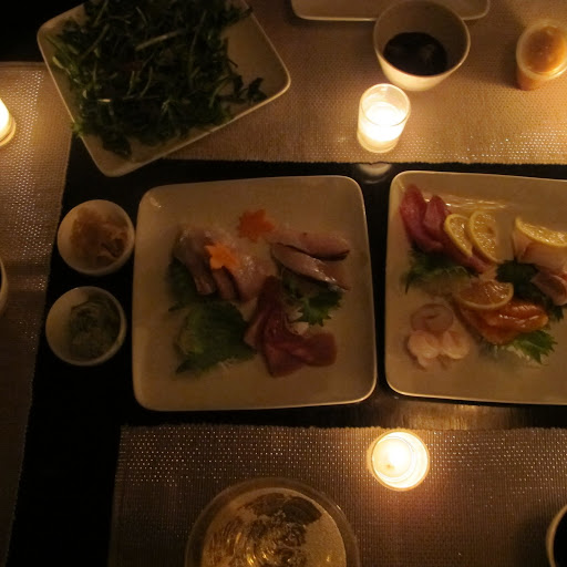 We ate sushi for dinner.