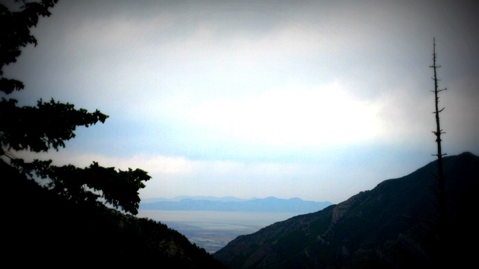 the Great Salt Lake from Bowman Fork Trail in Millcreek Canyon the Great Salt Lake from Bowman Fork Trail in Millcreek Canyon