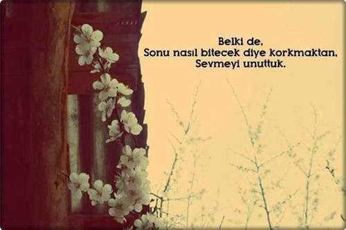 Belki de, Sonu nasıl bitecek diye korkmaktan, Sevmeyi unuttuk. - güzel