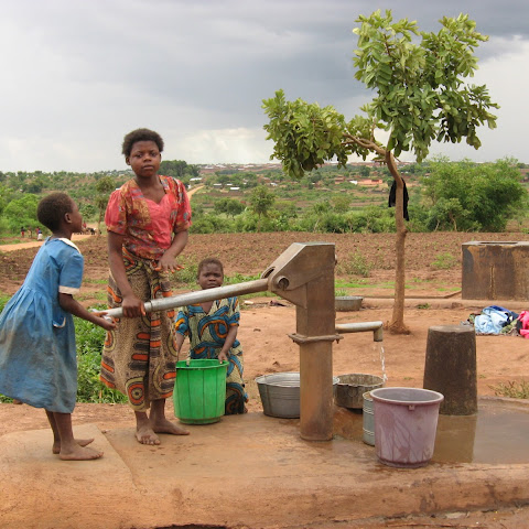 Water often comes from wells and boreholes which can be located a long way from homes. It is iften the girl's job to collect water.