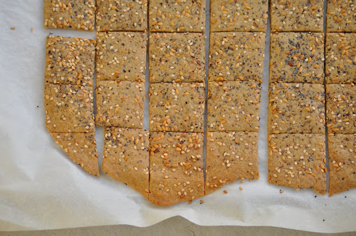 Bake until golden brown. The crackers will crisp as they cool.