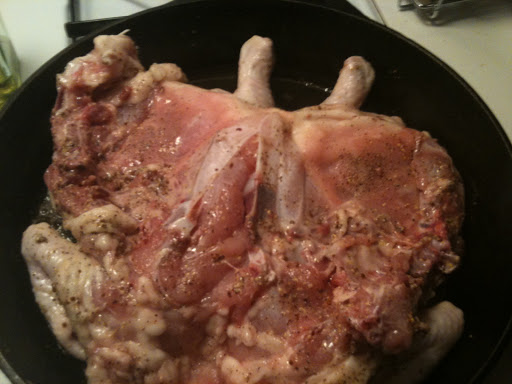 spatchcocked and cooking