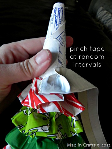 pinch tape to create ruffles