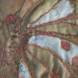 Book Wrap 09 embroidery, organza lace, print 30 cm x 25cm