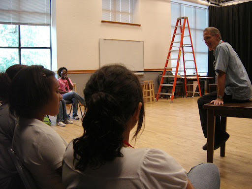 Professor Westenberg talks to the students about the importance of an actor's imagination. (photo credit: Sam Senovich)