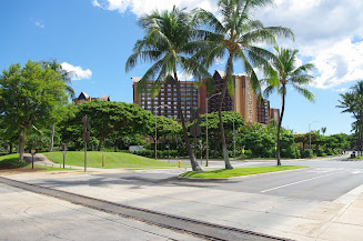 looking at the resort from down the street