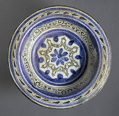 Bowl Egypt or Syria Bowl, 14th century Ceramic; Vessel, Fritware, underglaze-painted, 2 1/2 x 10 3/8 in. (6.35 x 26.35 cm) The Madina Collection of Islamic Art, gift of Camilla Chandler Frost (M.2002.1.51) Art of the Middle East: Islamic Department.