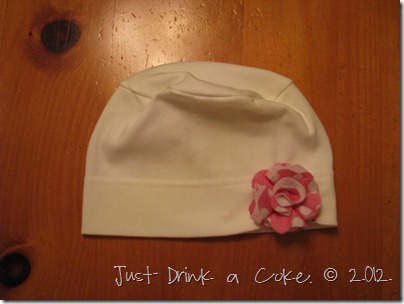 felt flower on sleep cap (2)