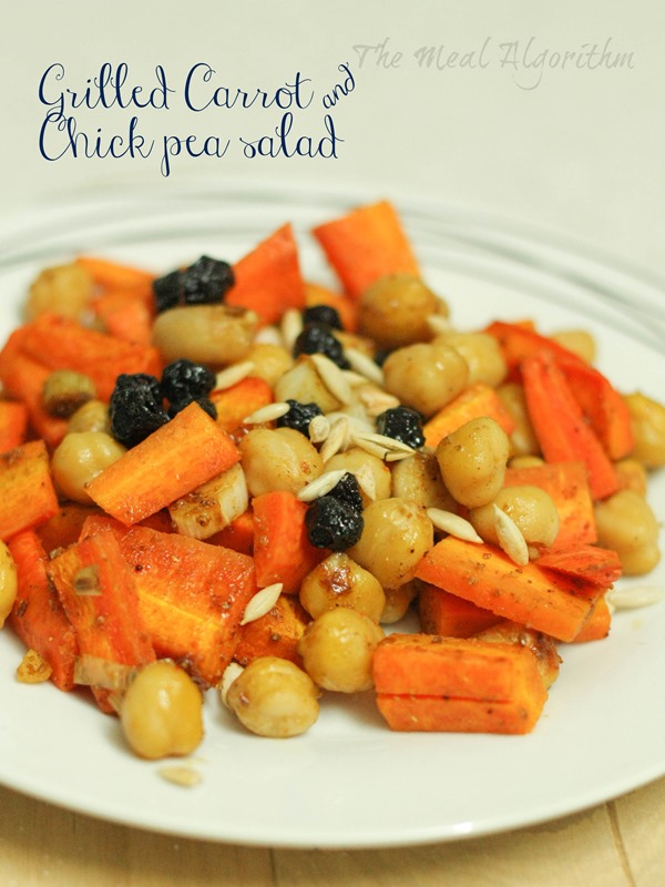 Grilled carrot and chick pea salad