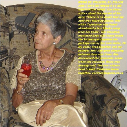 De Villers Mona (born 1925 murdered in Centurion Jan6 2012