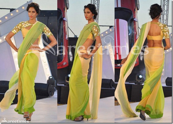 Green_Cream_Georgette_Saree