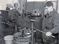 Crushing and pressing the apples, September 1984