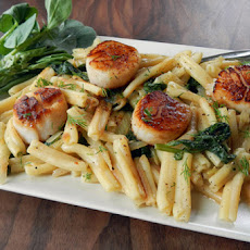 Vernal Greens Pasta with Seared Scallops