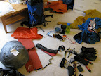 All the gear laid out on the floor ready to go