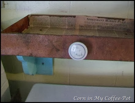 Repurposed tool box- vintage rusty shelf