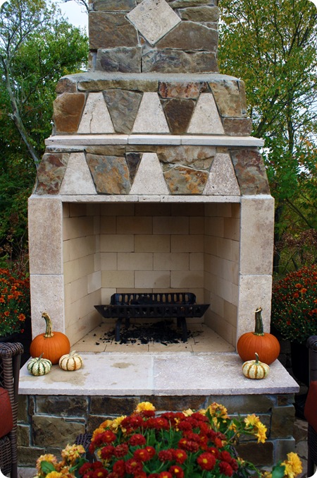 outdoor stone fireplace