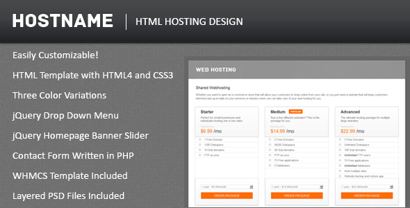 Hostname Web Hosting VPS Dedicated Server Template - Hosting Technology