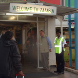 The welcome to Zambia sign as we entered the airport building