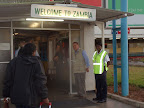 The welcome to Zambia sign as we entered the airport building