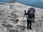 Crevasses, then Anvil Rock behind.