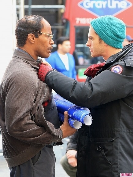 Peter Parker és Max Dillon találkozik A csodálatos pókember 2 forgatásán 05