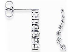 Round Diamond Curved Journey Earrings in 14k White Gold