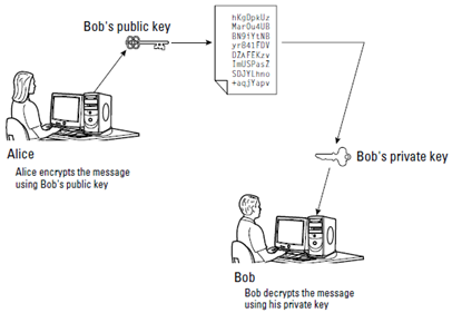 Bob and Alice can communicate securely with public key encryption