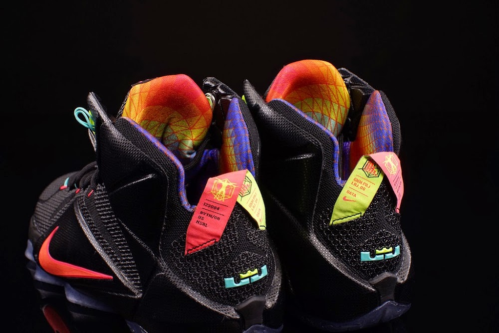 Nike LeBron 12 Data Black Bright Mango Hyper Punch Volt