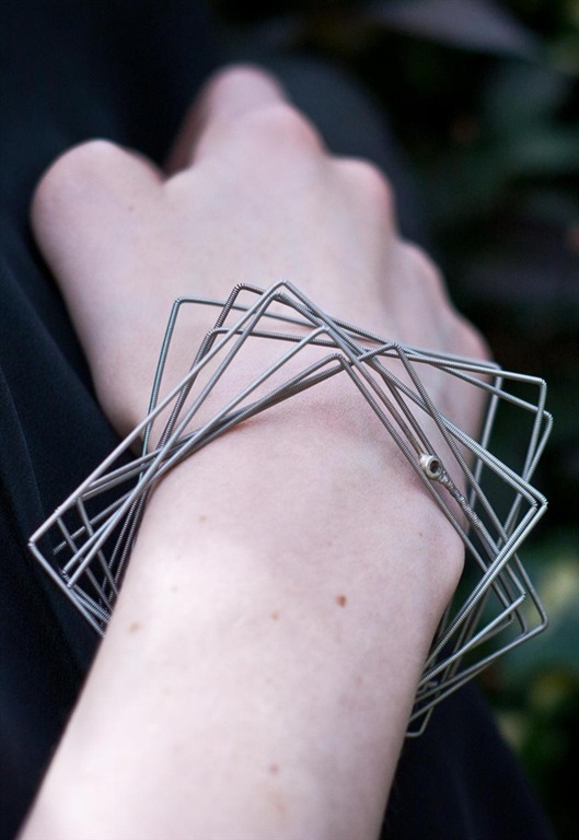 Silver Guitar String Bangles, £34, Deelyn Silver Guitar String Bangles, £34, Deelyn