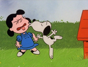 c0 Lucy gets kissed by Snoopy: "Ugh! I've been kissed by a dog! I have dog germs! Get hot water! Get some disinfectant! Get some Iodine!"